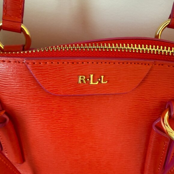 Lauren Ralph Lauren Red Leather Zip Satchel Crossbody (NWT) - Picture 3 of 10